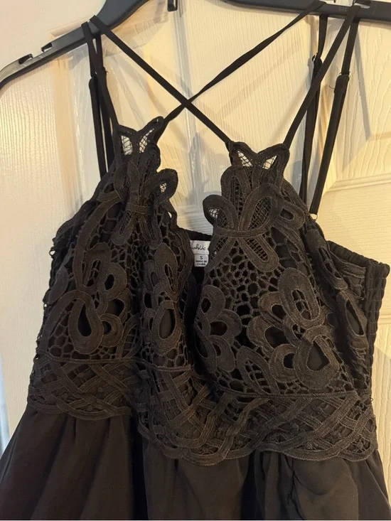 White Birch Black Crochet Bodice Midi Dress - Picture 3 of 4